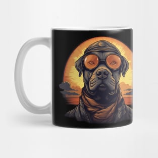 Black Pitbull Dog Funny Pilot Mug